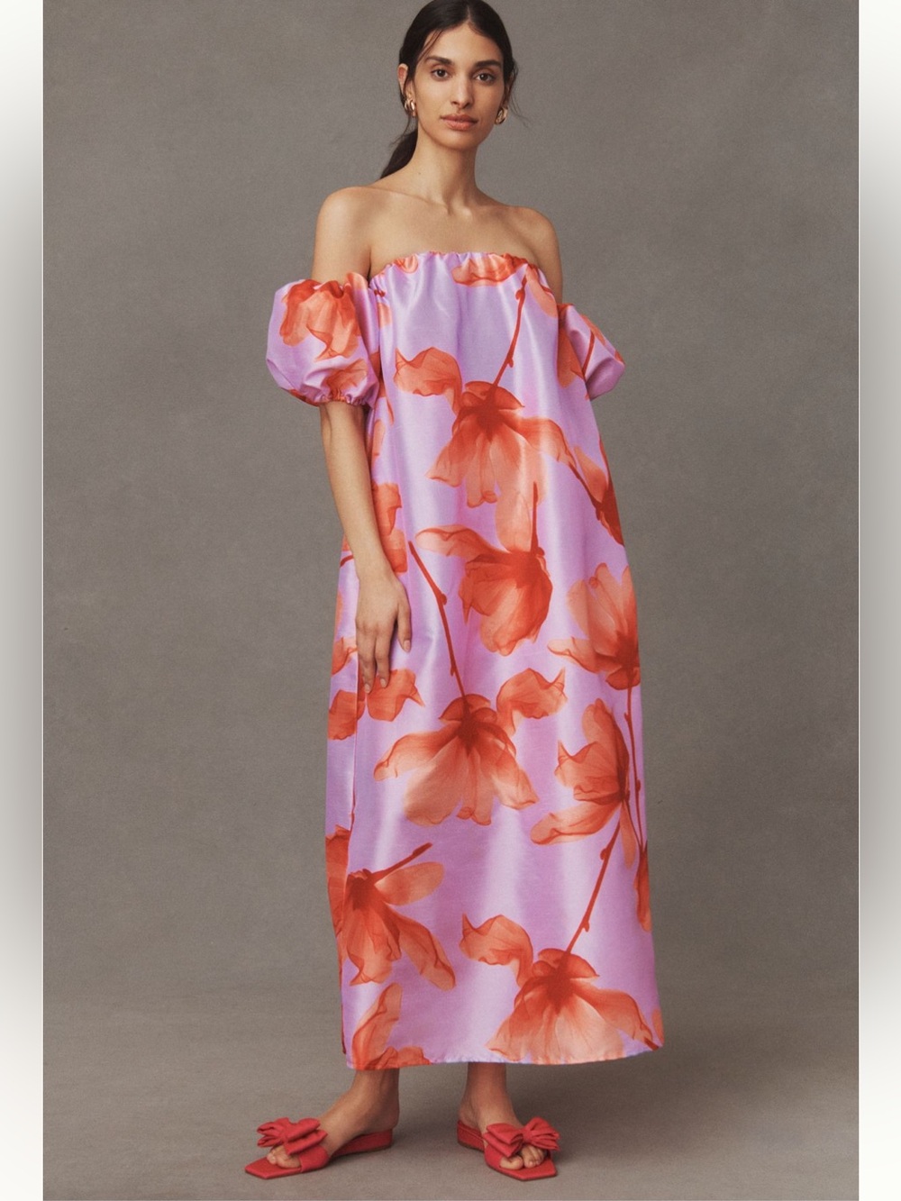 Anthropologie Hutch Shantung Off-The-Shoulder Maxi Dress Size XS Worn 1x Perfect